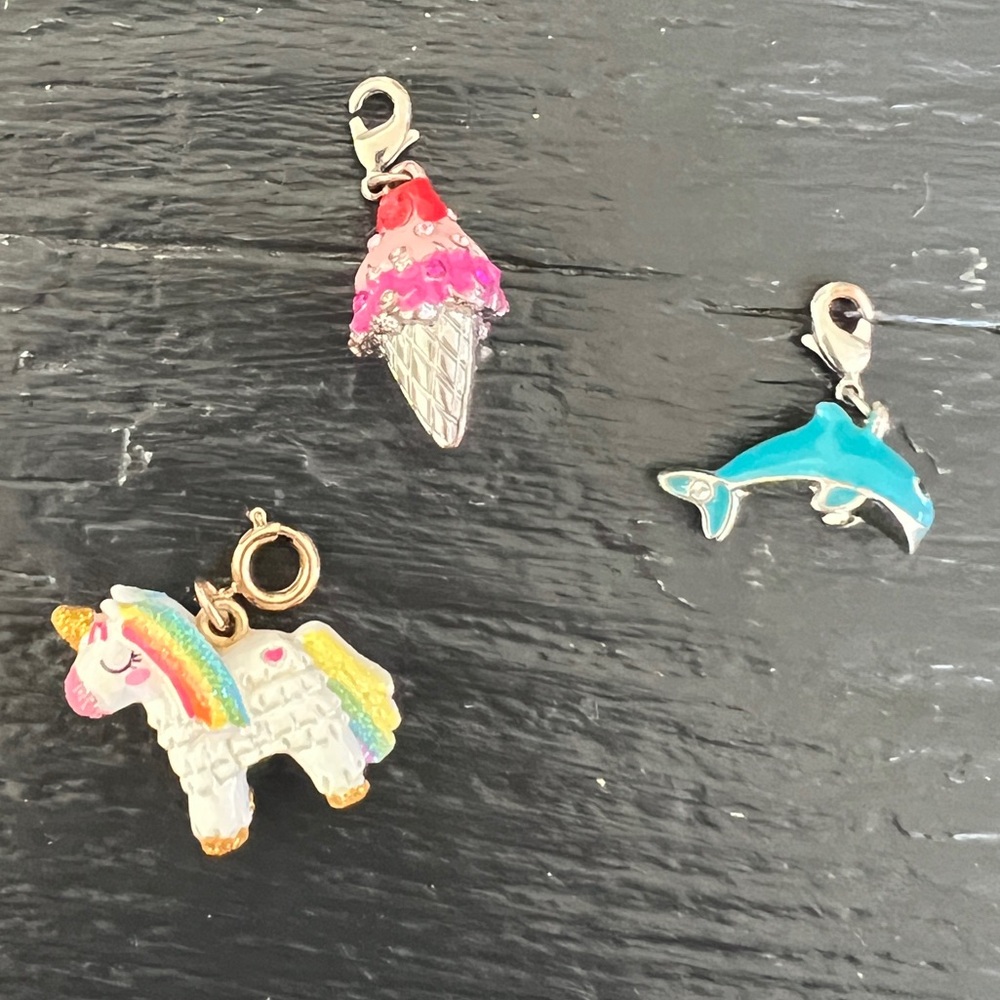 Boutique High Quality Unicorn, Ice Cream, and Dolphin Charms - 3 Pc. - Picture 2 of 8